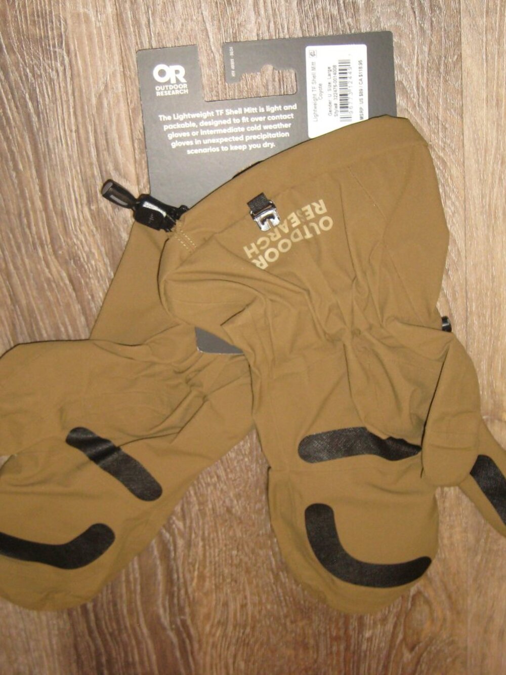 Outdoor Research Lightweight TF Shell Mitt Coyote Brown Size Large